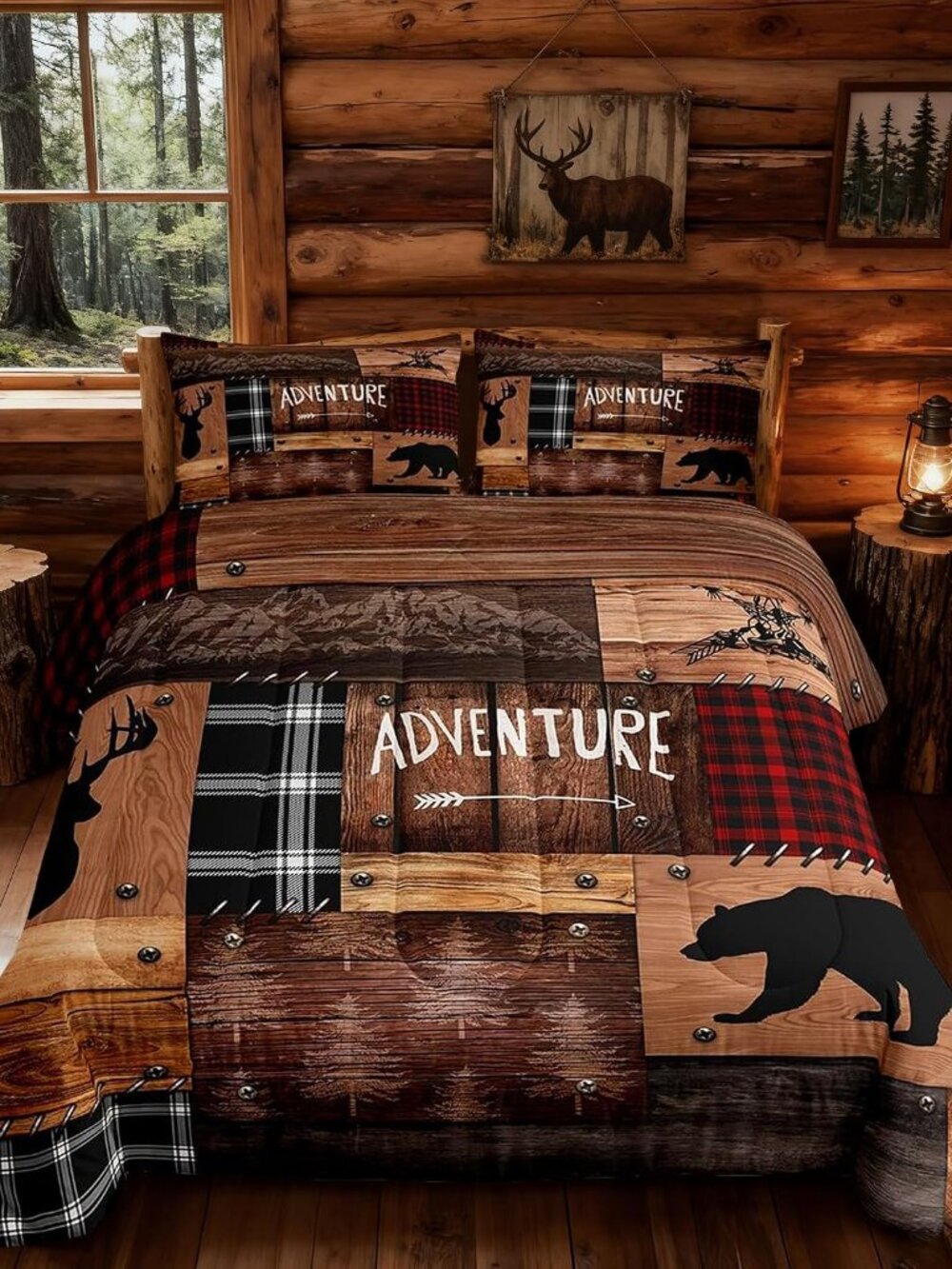 Cabin Bedding Sets Queen Size,Rustic Farmhouse Bedding Comforter Sets,Caming or
